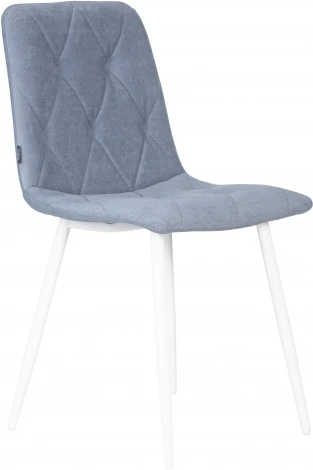 Стул обеденный DOBRIN CHILLY ROMBO (Серо-голубой Simple 26, основание белый) 006 ROMBO, цвет сиденья серо-голубой основания белый