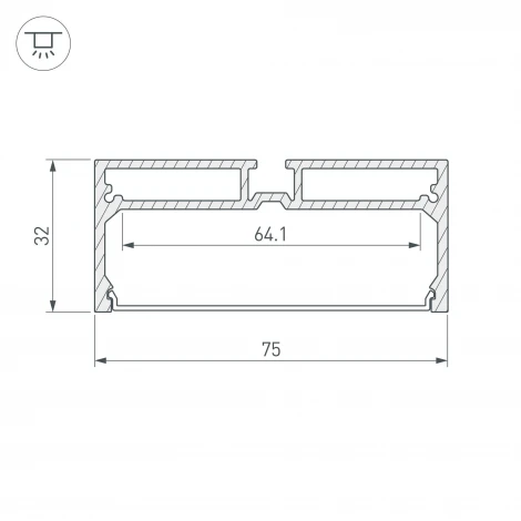 Профиль с экраном SL-LINE-7532-2000 ANOD (Алюминий) 028033