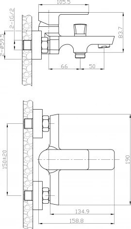 Смеситель Agger Brilliant A0310000 для ванны с душем