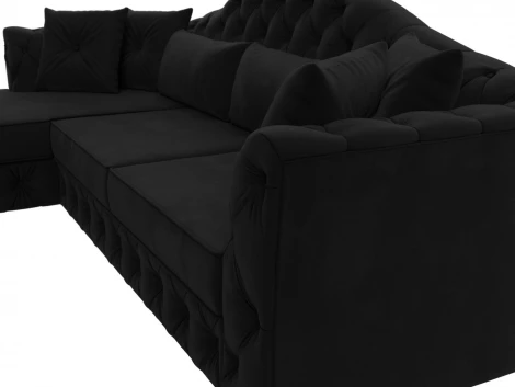 Диван угловой Артис левый угол (Черный/Микровельвет) Лига Диванов арт.121599L