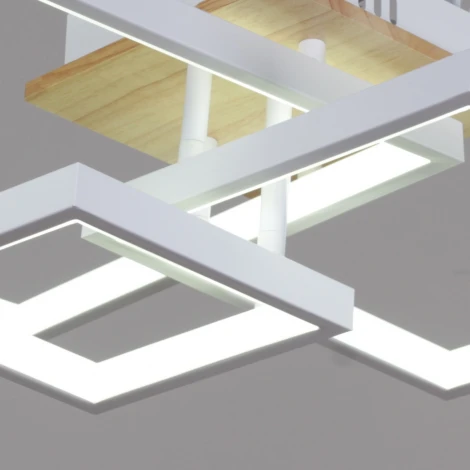 Потолочная люстра светодиодная на штанге с пультом с регулировкой цветовой температуры, яркости и ночным режимом Reluce 98560-0.3-03 WH+WOOD