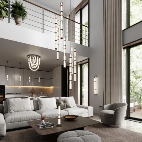 Потолочная люстра светодиодная 5456/80CL темный сатин.никель/терракот/черный LED 80W 4000K COLLIER