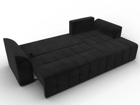 Диван угловой Лига-113 угол правый (ДСП,Велюр/Черный) Лига Диванов 136726