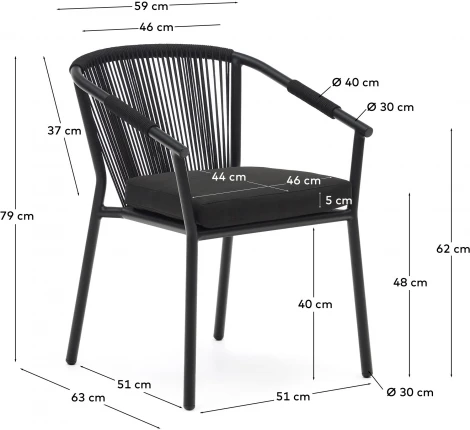 Xelida Садовый стул из алюминия и черного шнура La Forma (ex Julia Grup) арт.157315