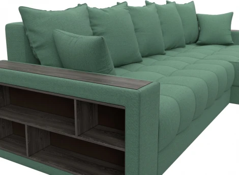 Диван угловой с декором и полкой Лига-050 НПБ Лига Диванов (Рогожка) арт.128590