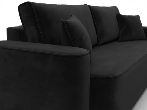 Диван прямой Лига-118 НПБ (ДСП,ЛДСП,Брус,Фанера,Велюр/Черный) Лига Диванов 137077