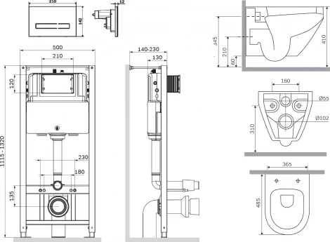 Комплект AM.PM Spirit V2.0 IS450A38.701700 с сиденьем микролифт, сенсорная кнопка