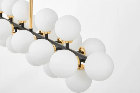 Потолочная люстра на штанге Lumina Deco Marsiada LDP 6033-24 BK+GD (220V, шарики, молекулы)