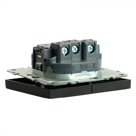 Выключатель двухклавишный (черный уголь, soft touch) Stekker Эмили 49840