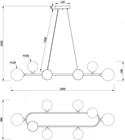 Подвесной светильник Freya Globos FR5222PL-08B1 (220V, на тросе, шарики, молекулы)