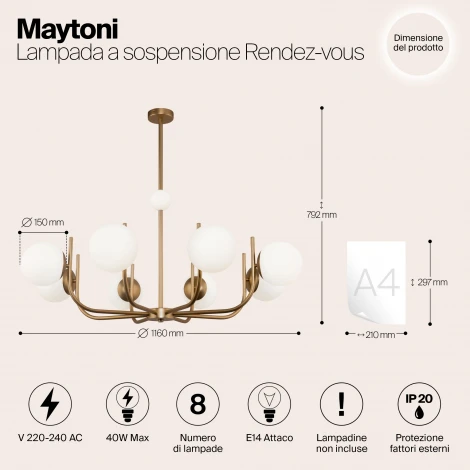 Потолочная люстра на штанге Maytoni Rendez-vous MOD109PL-08BS (220V, шарики)