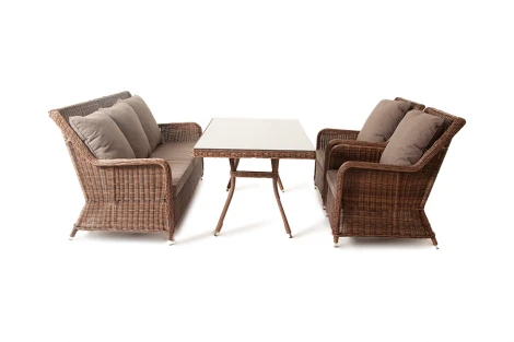 Обеденная группа из искусственного ротанга, цвет коричневый 4SIS Гляссе GS3C2СT-4-SET brown