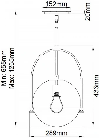 Подвесной светильник на штанге Hinkley Somerset QN-SOMERSET-P-C-BK (220V, шар)