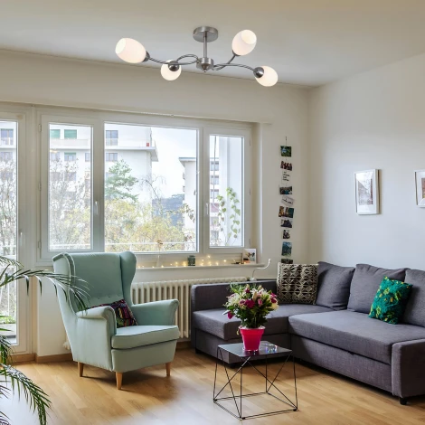 Потолочная люстра на штанге 150007/4R E27*60W Satin nickel Escada Argo ES0000065