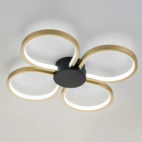 Потолочная люстра светодиодная с пультом и ночным режимом Escada 10243/4 LED 80W Gold/Black