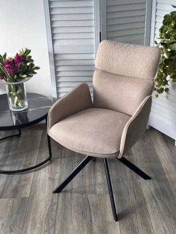 Стул M-City TRIS 360 град. поворот. с возвратом, Davis Nowo 05 беж, букле/Point 13 беж/ Черный