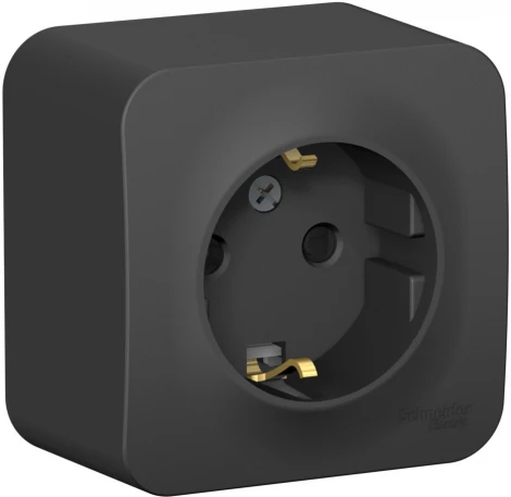 Розетка накладная с заземлением и шторками (антрацит) Systeme Electric Blanca BLNRA011106