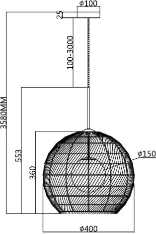 Подвесной светильник Maytoni Cane MOD204PL-01B (220V, на проводе, шар)