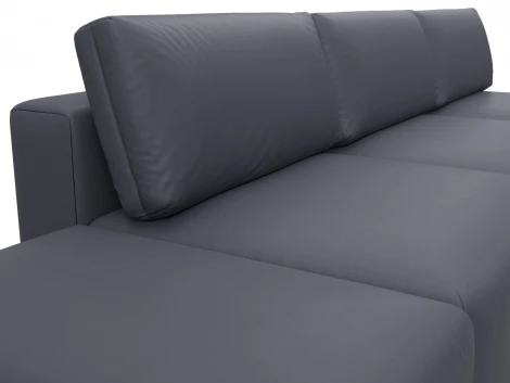 Диван прямой модульный с пуфом Лига-060 НПБ Лонг (ЛДСП,Брус,Фанера/Пластик/Экокожа/Серый) Лига Диванов 130059