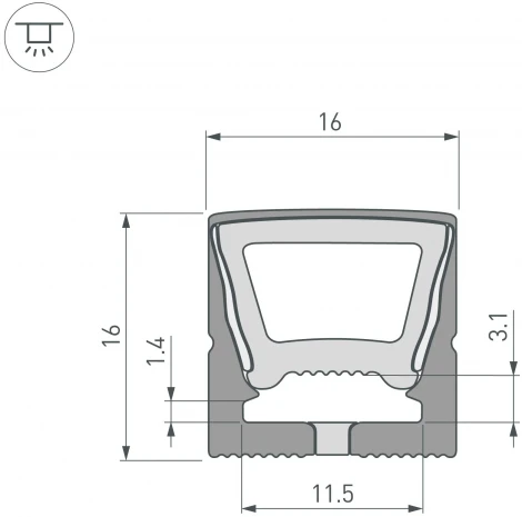 Силиконовый профиль WPH-FLEX-1616-TOP-S11-5m FULL BLACK (Arlight, Силикон) 045774