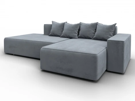 Диван угловой Лига-079 угол правый (ДСП/Пластик/Велюр/Серый) Лига Диванов 129823