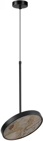 Подвесной светильник Odeon Light Bergi 5064/15L черн./серо-беж./металл/натур.камень/акрил с переключ.цветов.темпер. LED 15W 3000К/4000K/6000K (220V, на проводе, круглые)