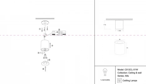 Накладной потолочный светильник Slim GU10 1x50Вт Maytoni Technical C012CL-01W (220V)