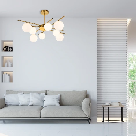 Потолочная люстра на штанге Escada Sphere 642/8P Brass (220V, шарики)