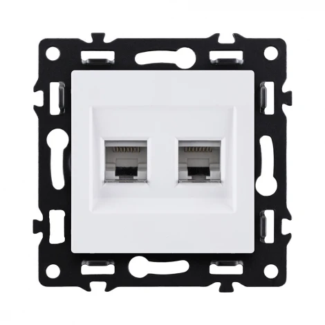 Розетка двойная Ethernet RJ45 белый Kollinger Asthetik AS-018WH