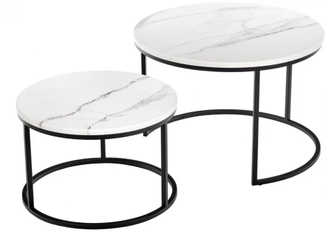 Набор кофейных столиков Tango белый мрамор с чёрными ножками, 2шт Bradex Home RF 0207