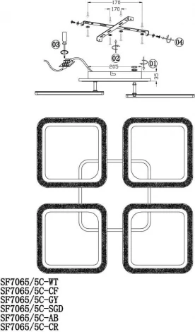 Потолочная люстра Seven Fires Vegejr SF7065/5C-SGD-BL