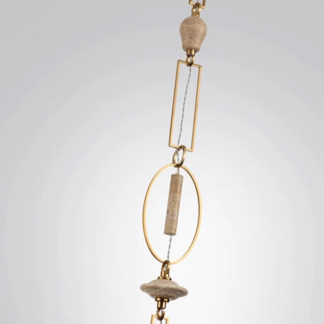 Подвесной светильник Odeon Light Krema 5441/1A сатинированн.латунь/прозрачн./металл/стекло/травертин/веревка G9 LED 6W (220V, подвески, на цепи)