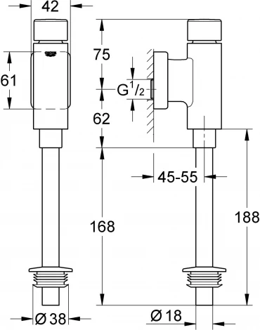 Смывное устройство для писсуаров Grohe Rondo 37339000