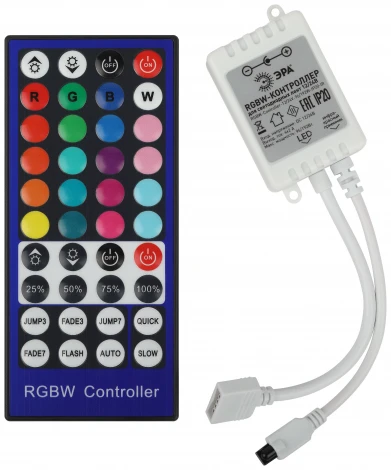 Контроллер для светодиодной ленты RGBW с ИК пультом ЭРА RGBW-Controller-12/24V-96/192W-IP20-IR
