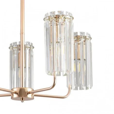 Потолочная люстра на штанге с хрустальными подвесками Lumion Favla 8347/5 золото/прозрачный, металл/хрусталь E14 5*40W 220V