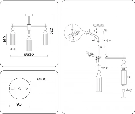 Потолочная люстра на штанге Ambrella HIGH LIGHT LH55256 (220V)