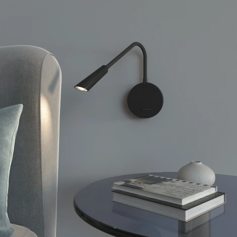 Бра для чтения светодиодное с выключателем и USB-портом Elektrostandard Stem 40120/LED черный (220V)