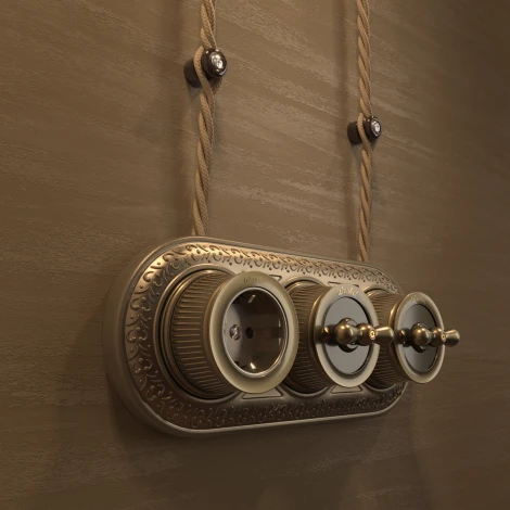 Выключатель на 4 положения двухклавишный (бронзовый) Ретро Werkel W5720012 (a050767)