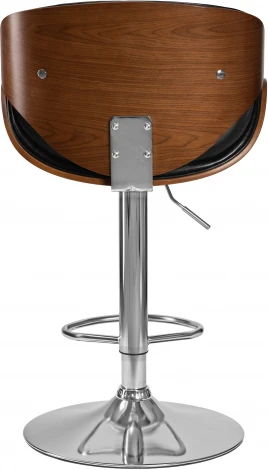 Стул барный DOBRIN KARTER (коричневое дерево, чёрный) 4905-LMZ KARTER, цвет сиденья черный, каркаса коричневое основания хром