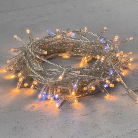 Гирлянда Нить с колпачком 10м Экстра тепло-белая с мерцанием белого диода 220В, 100 LED, провод прозрачный Laitcom PST100BLWCAP-10-2EWW