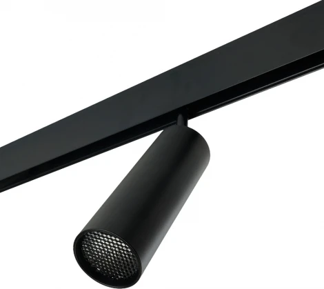 Трековый светодиодный светильник низковольтный 12W 48V черный с антибликовой решеткой Feron MGN308 48920 (круглые)