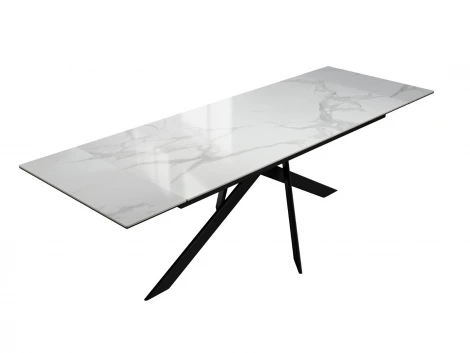 Стол DikLine EKX180, Керамика Белый глянец (К8/2), опоры черные (2 уп.)