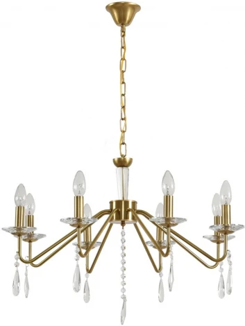 Подвесная люстра Lumion Suana 8319/8 шампань/прозрачный, металл/хрусталь E14 8*40W 220V (на цепи, подсвечник, свеча)