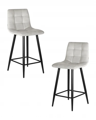 Набор 2 шт стул полубарный DOBRIN OLIVIA (черные матовые ножки, светло-серый велюр (108-52))