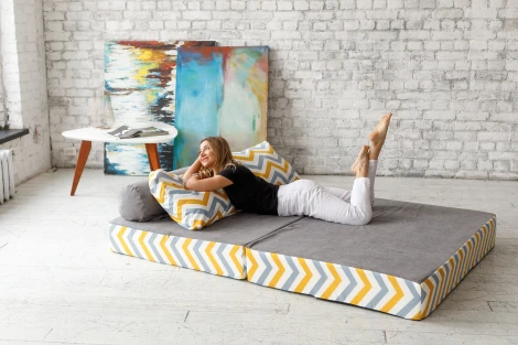 Бескаркасный диван Dreambag PuzzleBag Скандинавия Желто-Серый XL 4924100