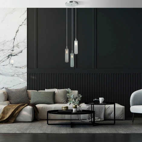 Светильник подвесной Eurosvet Siesta 50252/3 хром (220V, управление смартфоном, голосовое управление, умный дом - Minimir Home, Алиса, Маруся, Салют, на тросе)