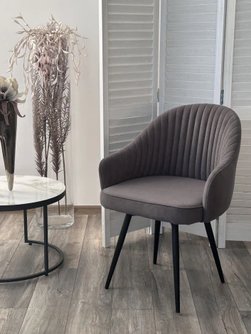 Стул ШЕЛЛ 360 град. поворот. цвет B28 Темно-серый, велюр / черный каркас M-City 64761