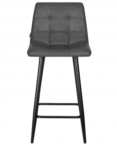 Набор 2 шт стул полубарный DOBRIN OLIVIA (черные матовые ножки, серая антрацитовая винтажная экокожа (RU-08))