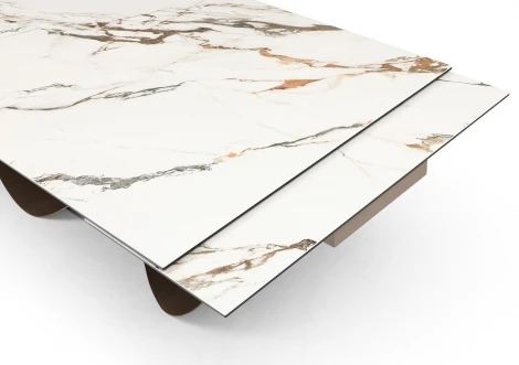 Стол ESF DT9305CI (200-300) белый керамика KL-188/золотая пудра/Керамика,Металл