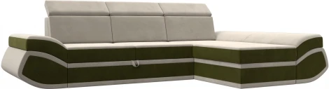 Диван угловой Лига-032 правый угол (Бежевый,Зеленый/Микровельвет) Лига Диванов арт.121649